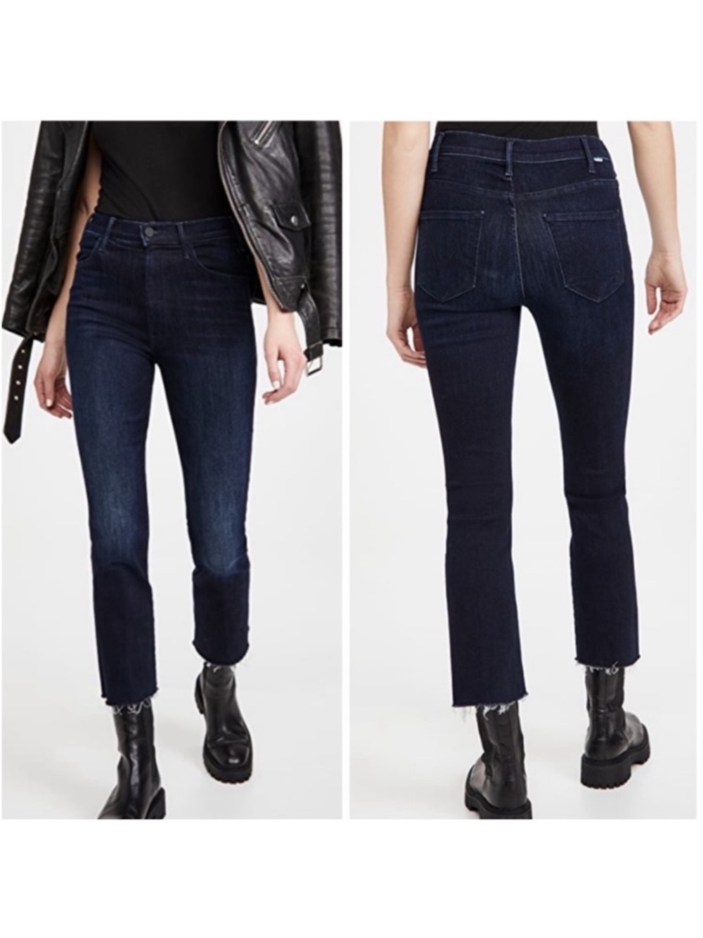 Mother The Hustler Ankle Fray Raw Hem Howling At The Disco Ball Dark Jeans
